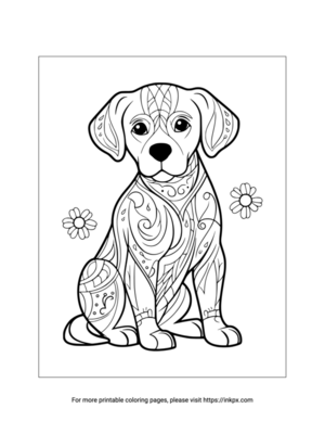 Printable Labrador Retriever Tattoo Coloring Page