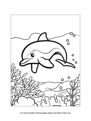 Printable Undersea Dolphin Coloring Page