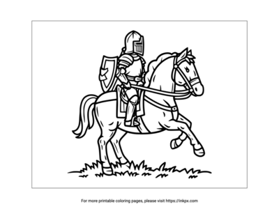 Printable Horse & Knight Coloring Page