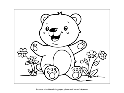 Free Printable Happy Bear Coloring Page