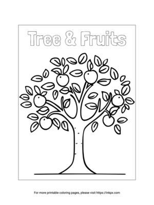 Free Printable Tree & Fruits Coloring Sheet