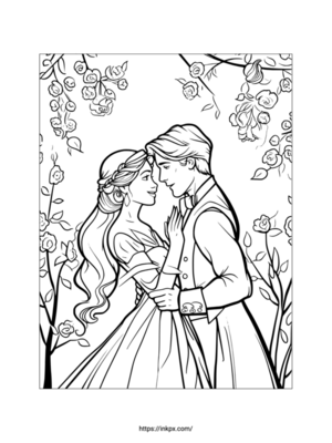 Printable Prince & Princess Coloring Page for Adults