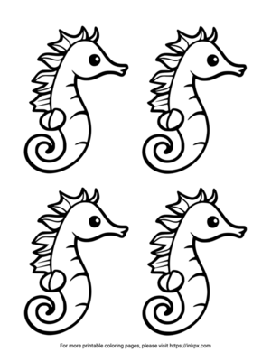 Printable Quadruple Seahorses Coloring Page