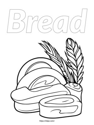 Free Printable Bread and Wheat Coloring Page