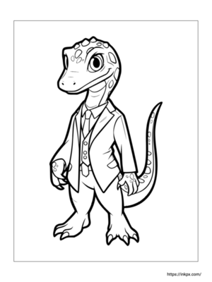 Printable Cartoon Coelophysis Dinosaur Coloring Page