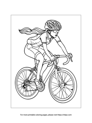 Printable Olympics Cycling Woman Player Coloring Page