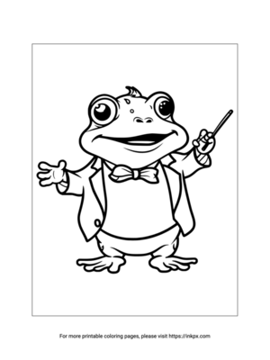 Free Printable Frog Musician Coloring Page