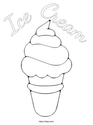 Free Printable Minimalist Ice Cream Coloring Page