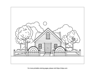 Free Printable Farm House and Hays Coloring Page