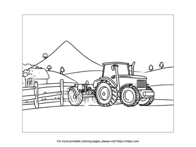 Free Printable Tractor & Hill Coloring Page