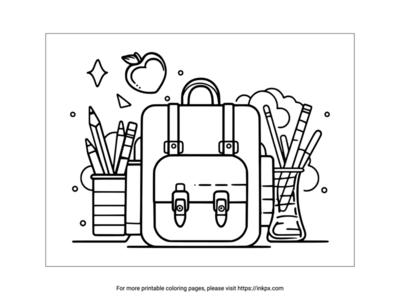 Printable School Bag & Pencil Coloring Page