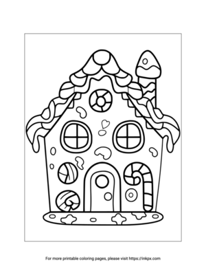 Free Printable Complex Gingerbread House Coloring Sheet