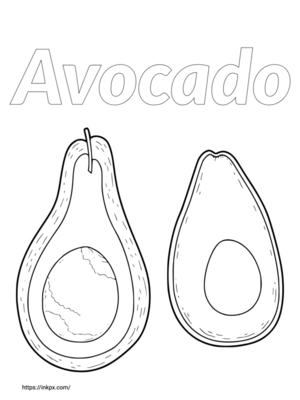 Free Printable Double Avocados Coloring Page