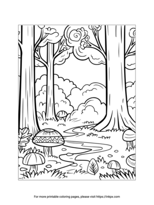Printable Autumn Forest Coloring Page