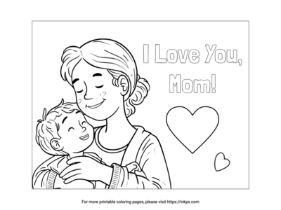 I Love You Mom Mother's Day Card Coloring Page