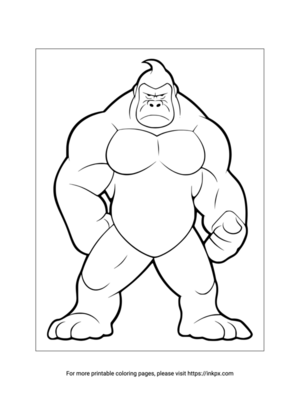 Printable Angry Gorilla Coloring Sheet