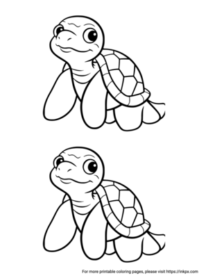 Free Printable Double Cute Turtles Coloring Page