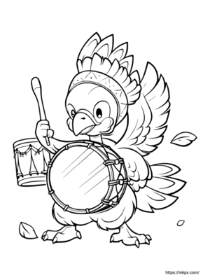 Free Printable Turkey Musician Coloring Page