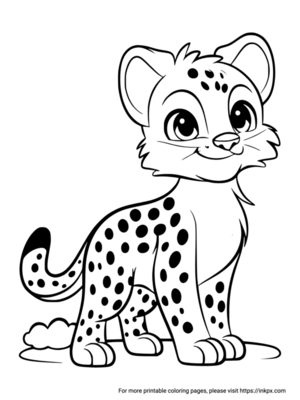 Free Printable Cute Cheetah Coloring Page