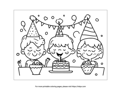 Printable Kid Birthday Party Coloring Page