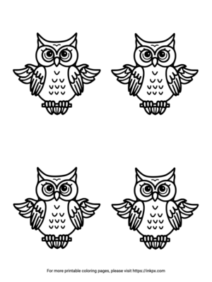 Printable Quadruple Owls Coloring Page