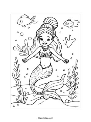 Printable African Mermaid Coloring Page