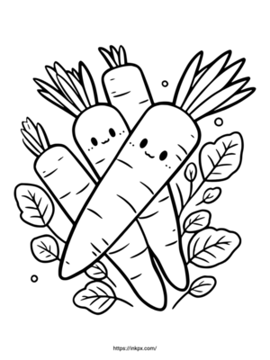 Free Printable Cute Carrots Coloring Page