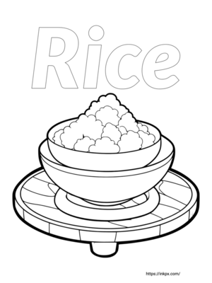 Free Printable A Bowl of Rice Coloring Page
