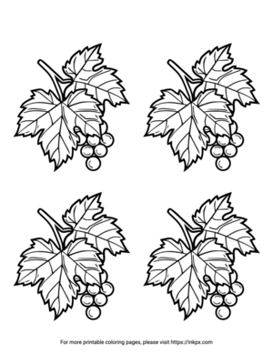 Free Printable Grape and Leaves Coloring Page