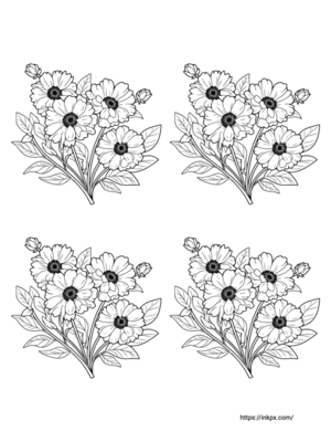 Free Printable Quadruple Marigold Coloring Page