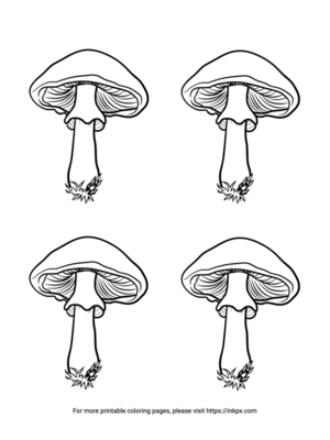 Free Printable Quadruple Mushrooms Coloring Page