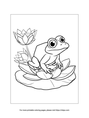 Free Printable Frog & Lotus Coloring Page