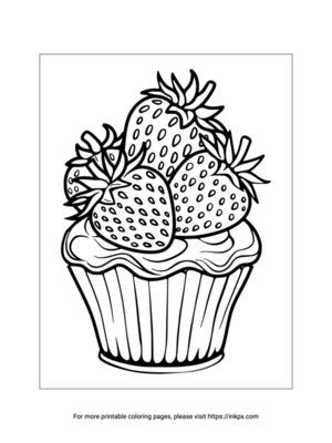 Free Printable Strawberry Cupcake Coloring Sheet