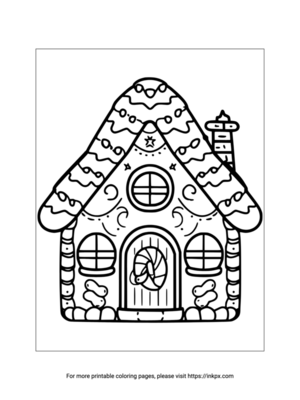 Free Printable Complex Gingerbread House Coloring Page