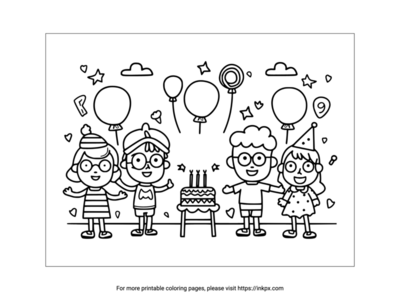 Printable Kid Birthday Party Coloring Sheet
