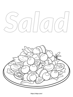 Free Printable Simple Salad Coloring Page