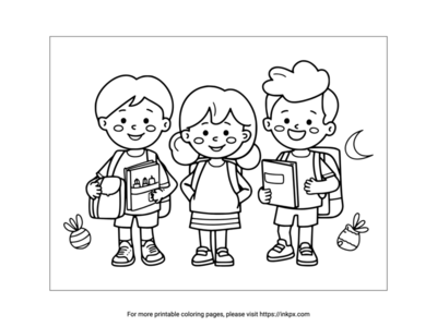 Printable School Friends Coloring Page