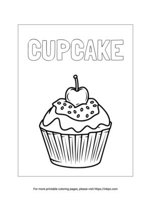 Free Printable Cherry Cupcake Coloring Page