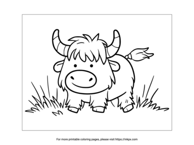 Free Printable Cute Cow Coloring Page