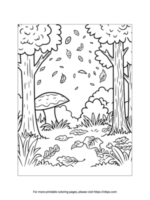 Printable Fall Forest Coloring Page