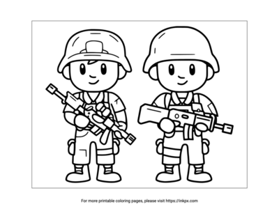 Free Printable Cartoon Soldiers Coloring Page