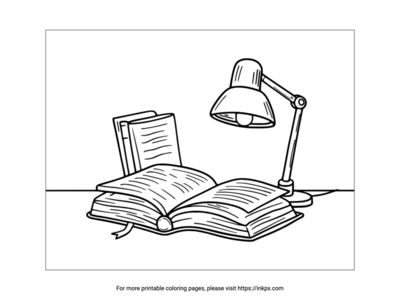 Printable Book & Modern Lamp Coloring Sheet