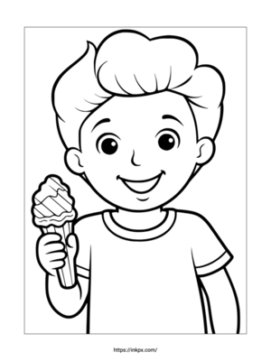 Free Printable Kid & Ice Cream Coloring Page