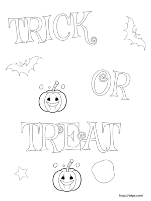 Free Printable "Trick or Treat" Halloween Coloring Page