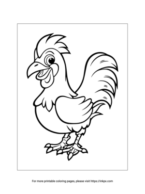 Printable Cartoon Rooster Coloring Page