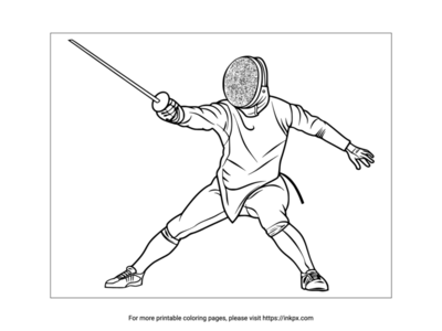 Printable Olympic Fencing Player Coloring Sheet