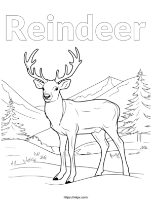 Free Printable Wild Reindeer Coloring Page