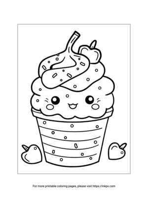 Free Printable Cute Cupcake Coloring Page