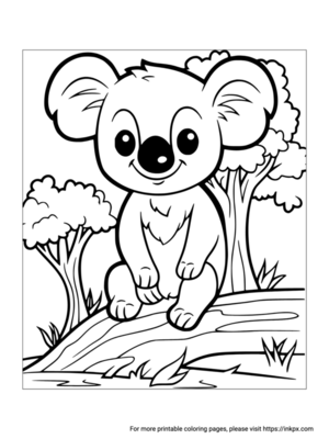 Free Printable Koala & River Coloring Page