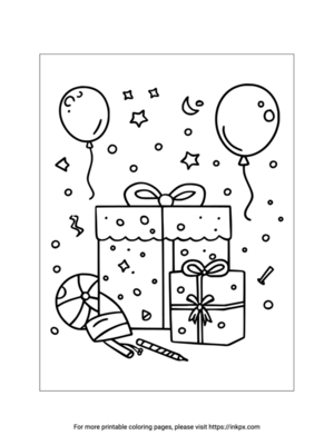 Printable Birthday Gift and Star Coloring Page